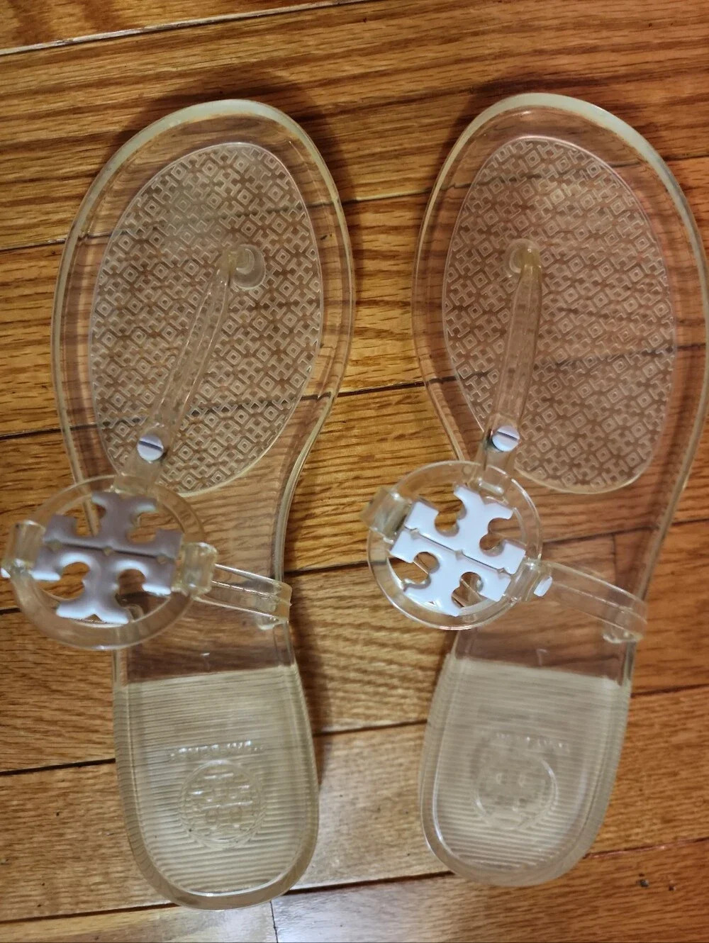 Tory Burch Clear Mini Miller Jelly Sandals - White Logo